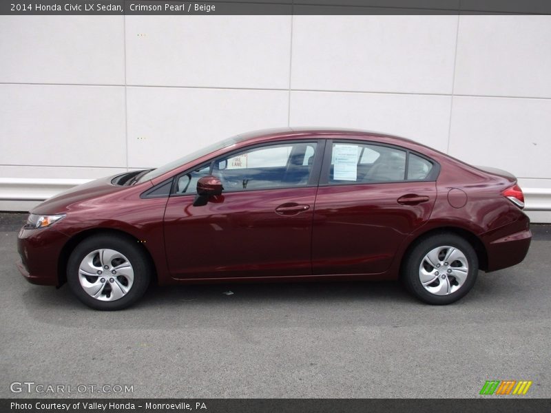 Crimson Pearl / Beige 2014 Honda Civic LX Sedan