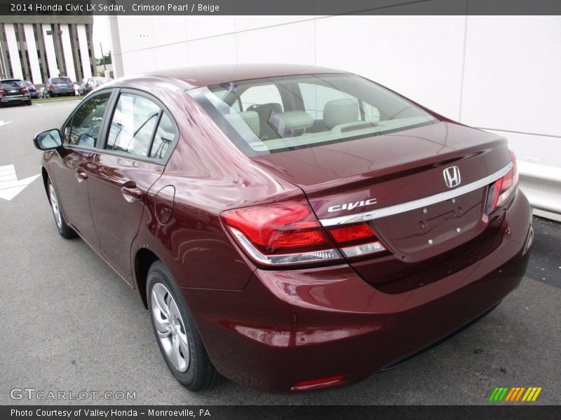 Crimson Pearl / Beige 2014 Honda Civic LX Sedan