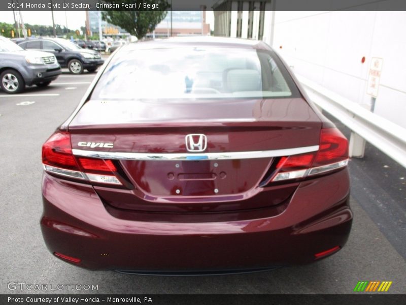 Crimson Pearl / Beige 2014 Honda Civic LX Sedan