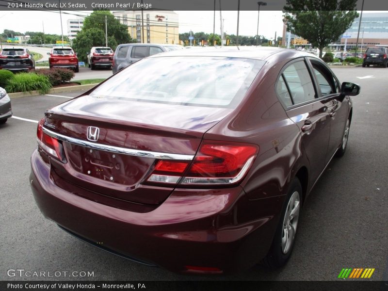 Crimson Pearl / Beige 2014 Honda Civic LX Sedan