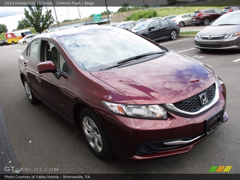 Crimson Pearl / Beige 2014 Honda Civic LX Sedan