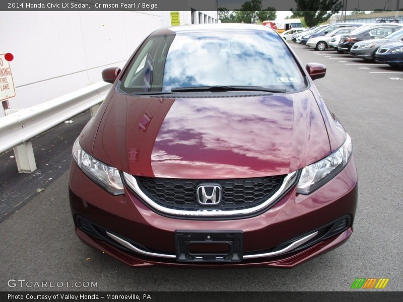 Crimson Pearl / Beige 2014 Honda Civic LX Sedan