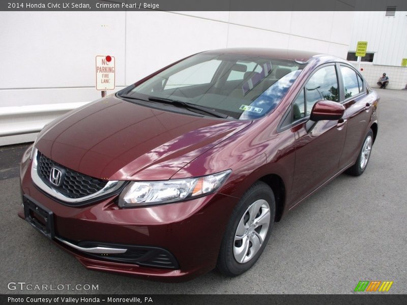 Crimson Pearl / Beige 2014 Honda Civic LX Sedan