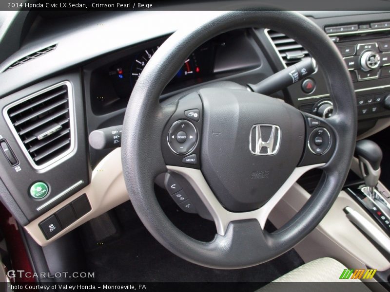 Crimson Pearl / Beige 2014 Honda Civic LX Sedan