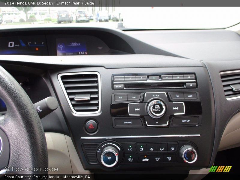 Crimson Pearl / Beige 2014 Honda Civic LX Sedan
