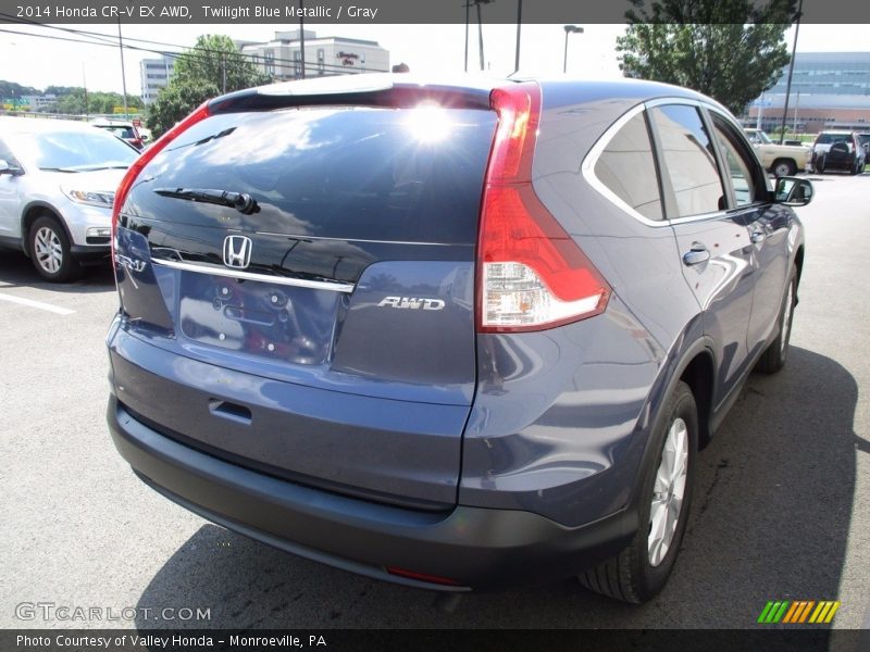 Twilight Blue Metallic / Gray 2014 Honda CR-V EX AWD