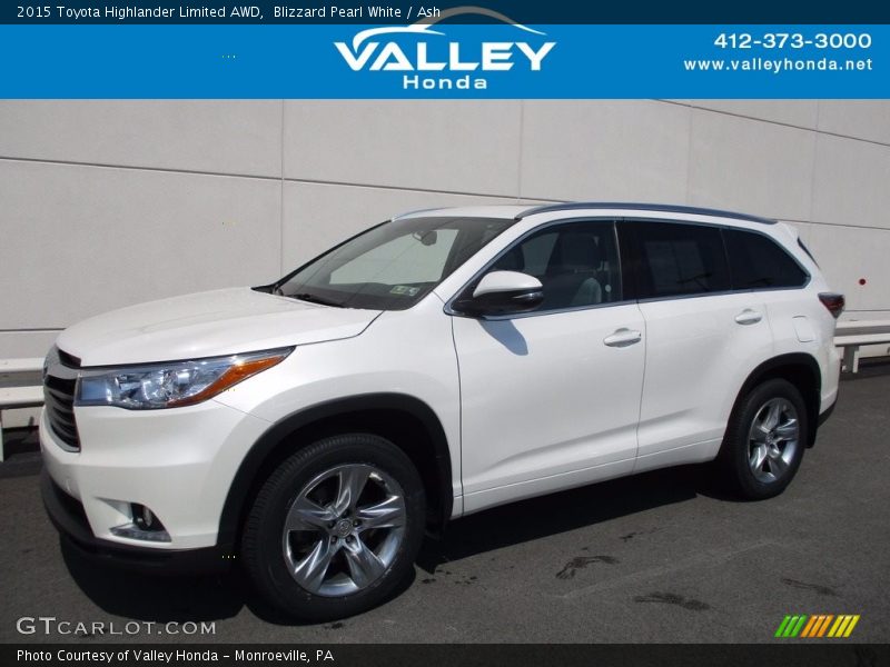 Blizzard Pearl White / Ash 2015 Toyota Highlander Limited AWD
