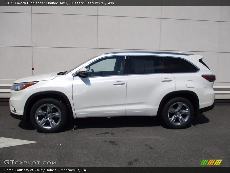 Blizzard Pearl White / Ash 2015 Toyota Highlander Limited AWD