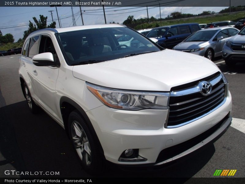 Blizzard Pearl White / Ash 2015 Toyota Highlander Limited AWD