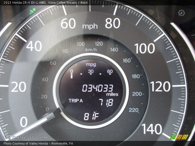 Kona Coffee Metallic / Black 2013 Honda CR-V EX-L AWD