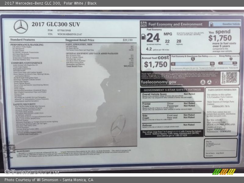 Polar White / Black 2017 Mercedes-Benz GLC 300