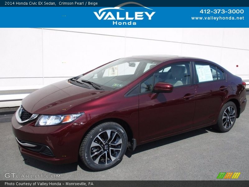 Crimson Pearl / Beige 2014 Honda Civic EX Sedan