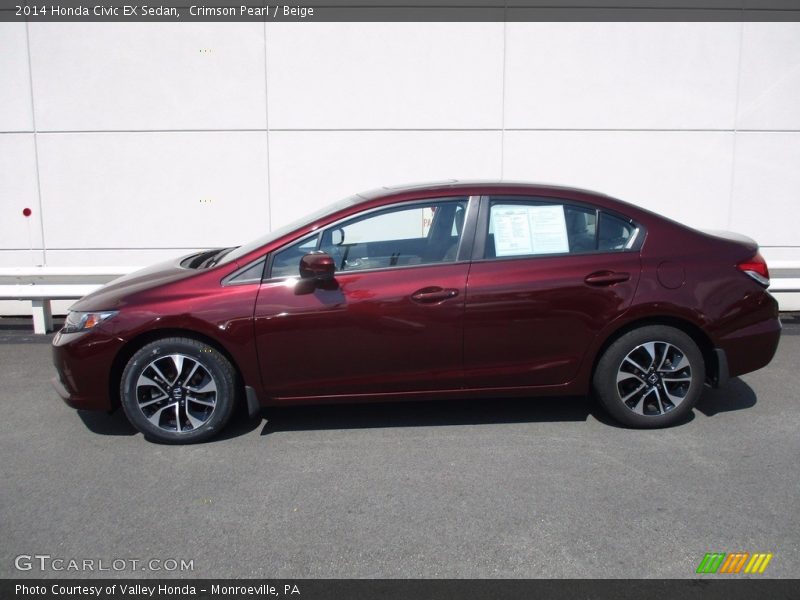 Crimson Pearl / Beige 2014 Honda Civic EX Sedan