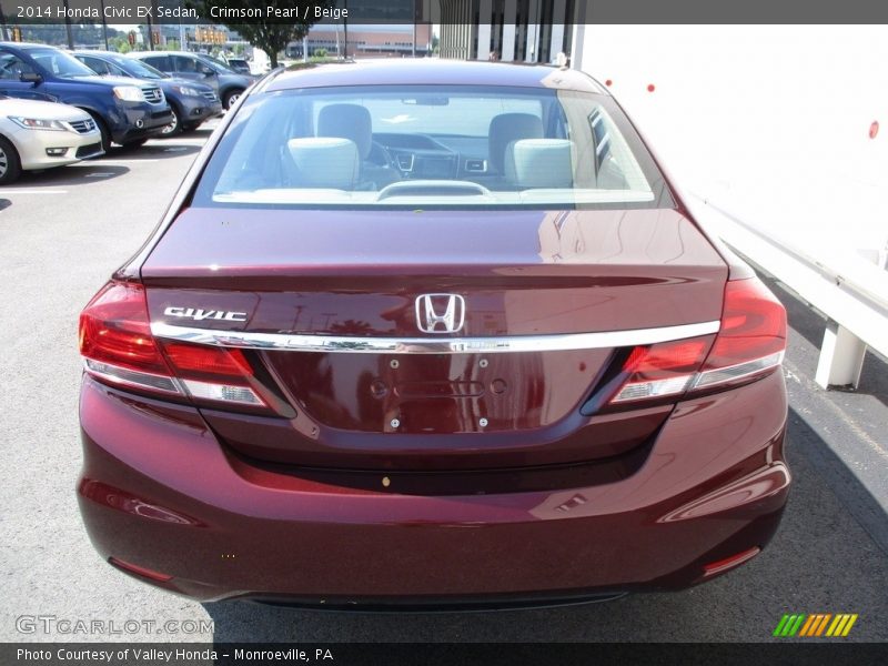 Crimson Pearl / Beige 2014 Honda Civic EX Sedan