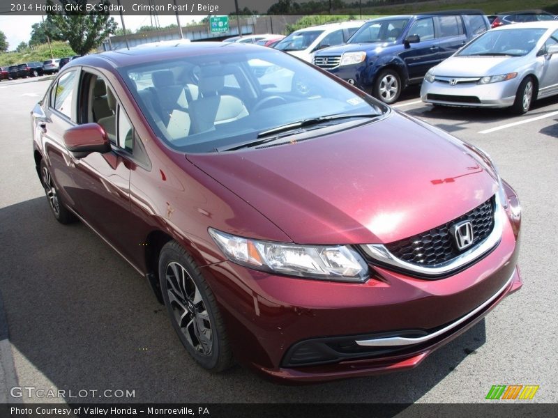 Crimson Pearl / Beige 2014 Honda Civic EX Sedan