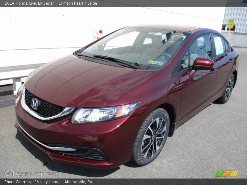 Crimson Pearl / Beige 2014 Honda Civic EX Sedan