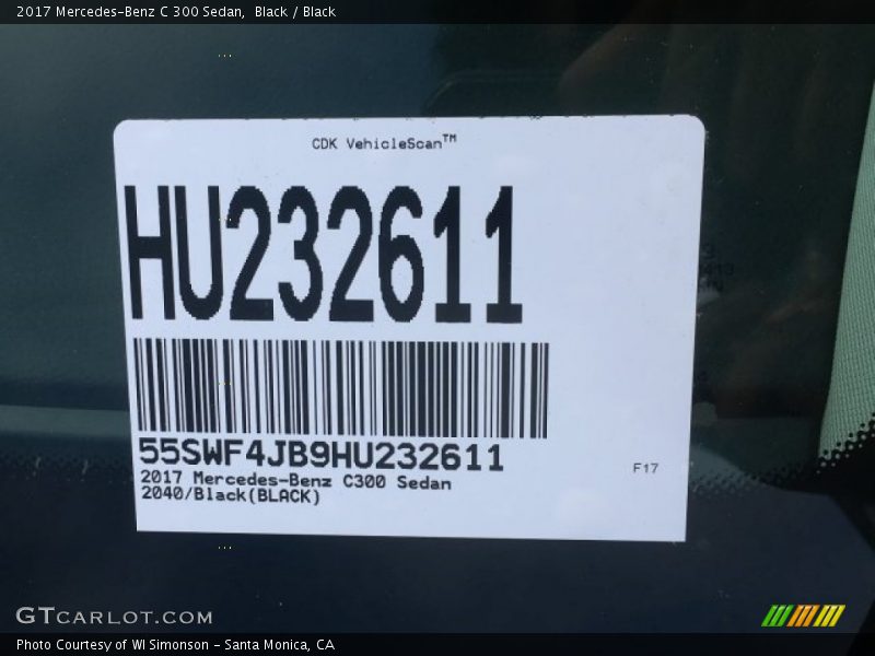 Black / Black 2017 Mercedes-Benz C 300 Sedan