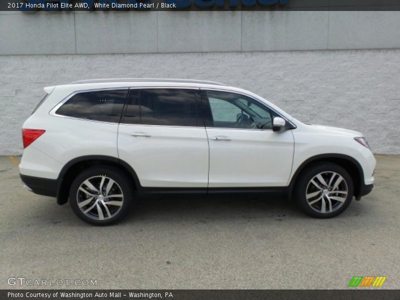 White Diamond Pearl / Black 2017 Honda Pilot Elite AWD