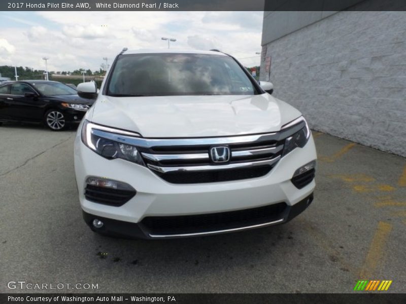 White Diamond Pearl / Black 2017 Honda Pilot Elite AWD