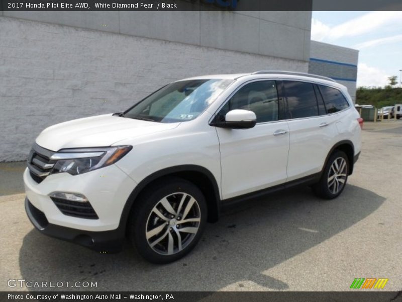 White Diamond Pearl / Black 2017 Honda Pilot Elite AWD