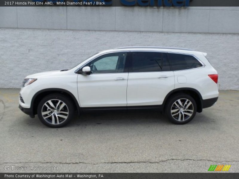 White Diamond Pearl / Black 2017 Honda Pilot Elite AWD
