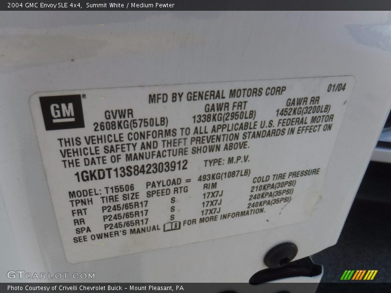 Summit White / Medium Pewter 2004 GMC Envoy SLE 4x4