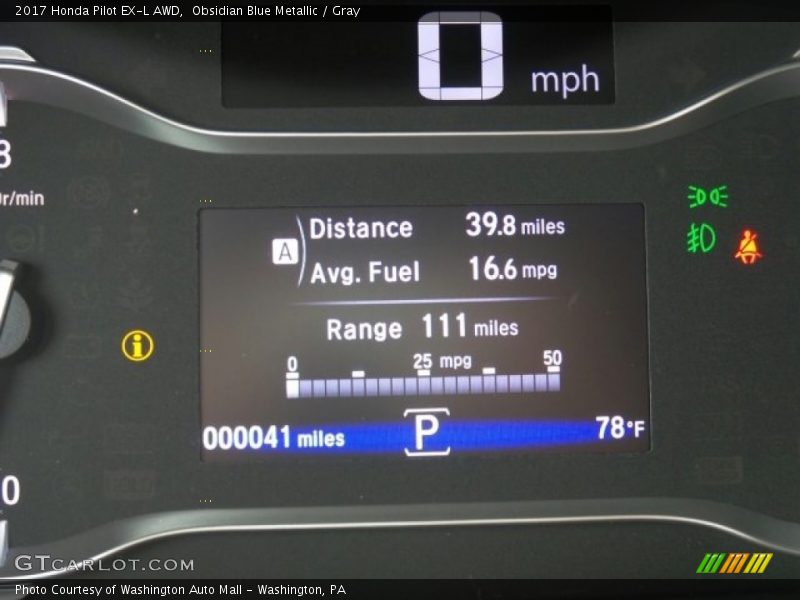 Obsidian Blue Metallic / Gray 2017 Honda Pilot EX-L AWD