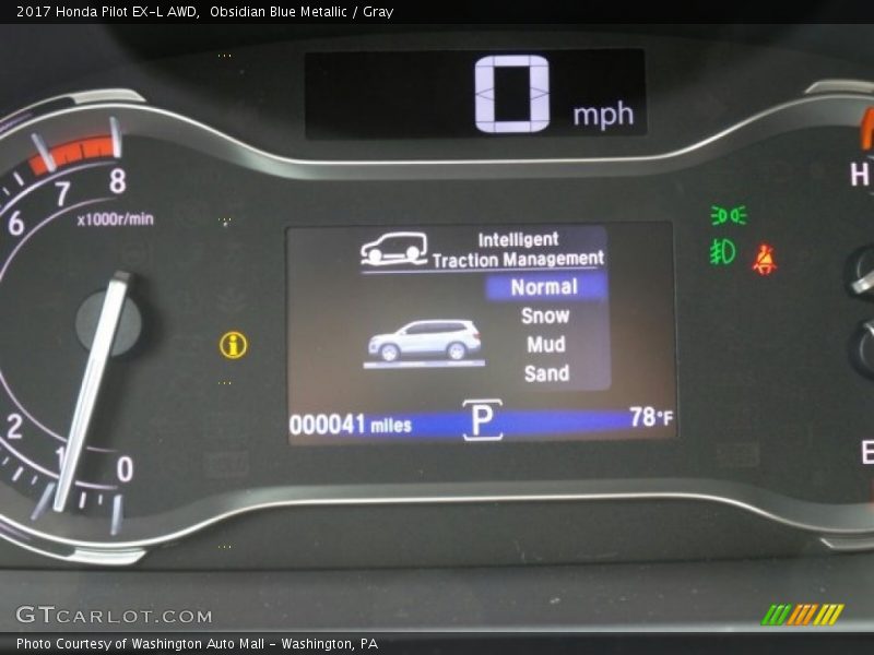 Obsidian Blue Metallic / Gray 2017 Honda Pilot EX-L AWD