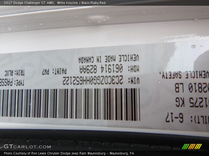 White Knuckle / Black/Ruby Red 2017 Dodge Challenger GT AWD
