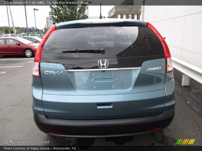 Twilight Blue Metallic / Beige 2014 Honda CR-V EX AWD