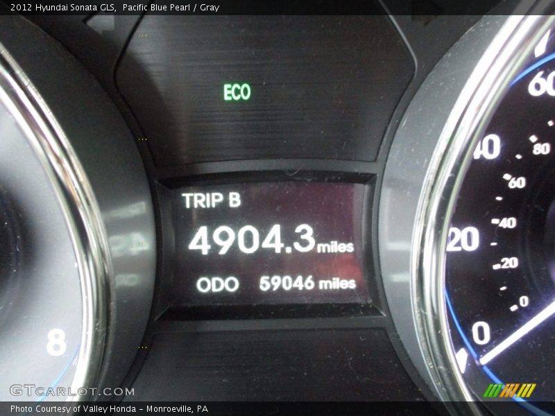 Pacific Blue Pearl / Gray 2012 Hyundai Sonata GLS