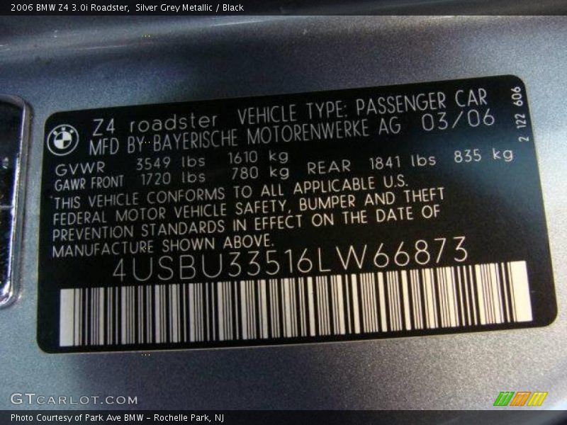 Silver Grey Metallic / Black 2006 BMW Z4 3.0i Roadster