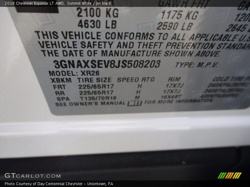 Summit White / Jet Black 2018 Chevrolet Equinox LT AWD