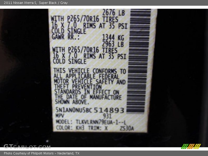 Super Black / Gray 2011 Nissan Xterra S