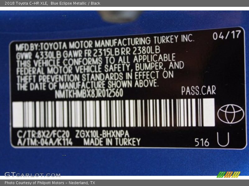 Blue Eclipse Metallic / Black 2018 Toyota C-HR XLE
