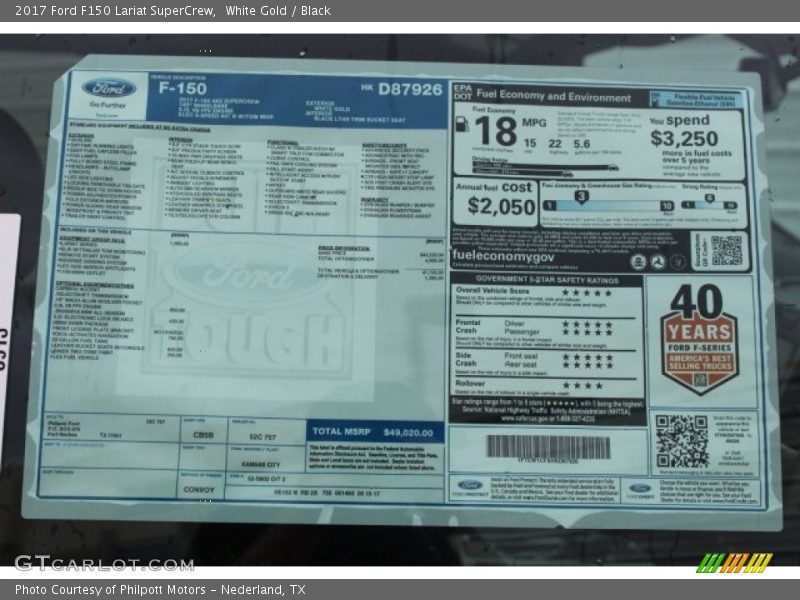 White Gold / Black 2017 Ford F150 Lariat SuperCrew