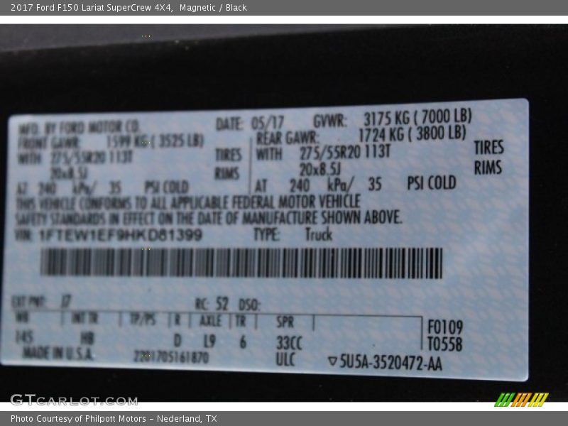 Magnetic / Black 2017 Ford F150 Lariat SuperCrew 4X4