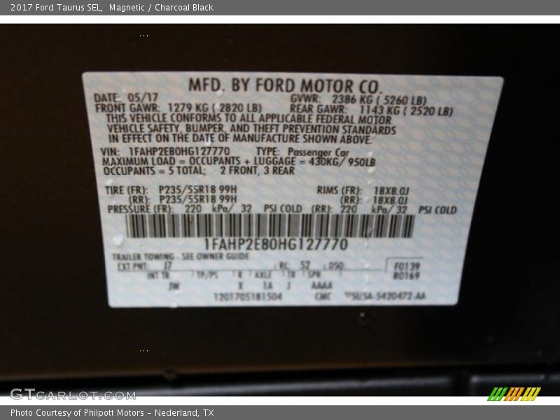 Magnetic / Charcoal Black 2017 Ford Taurus SEL