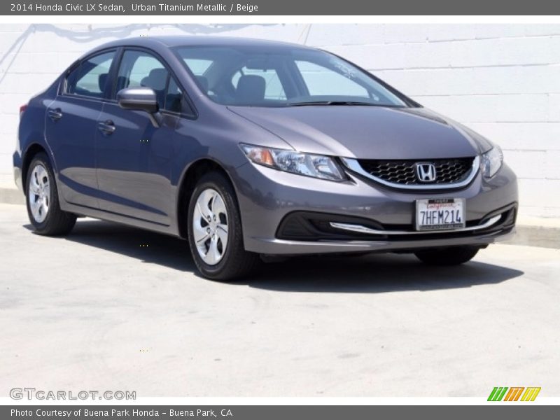 Urban Titanium Metallic / Beige 2014 Honda Civic LX Sedan