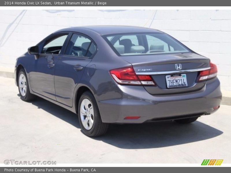 Urban Titanium Metallic / Beige 2014 Honda Civic LX Sedan