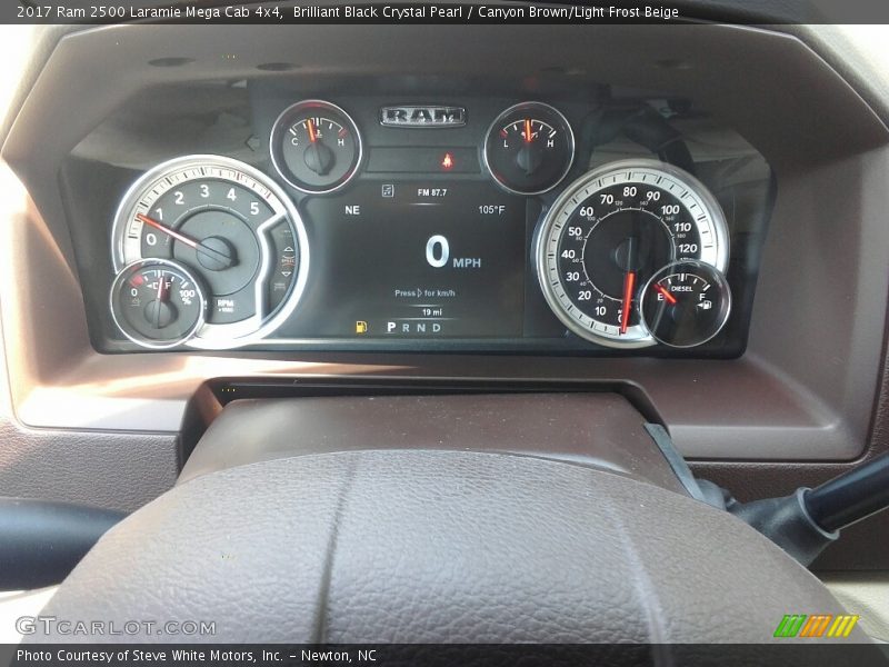 Brilliant Black Crystal Pearl / Canyon Brown/Light Frost Beige 2017 Ram 2500 Laramie Mega Cab 4x4