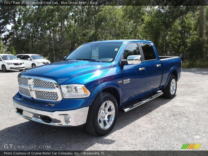 Blue Streak Pearl / Black 2017 Ram 1500 Laramie Crew Cab