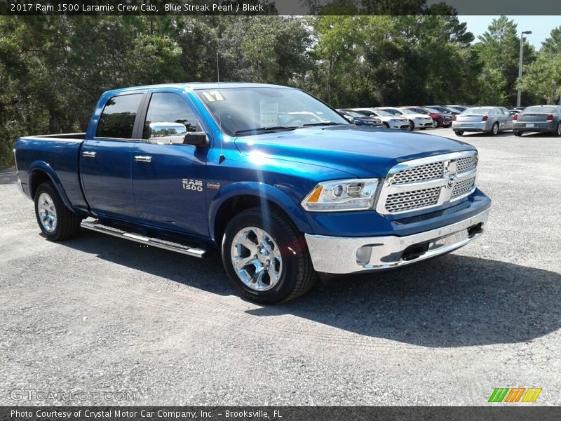Blue Streak Pearl / Black 2017 Ram 1500 Laramie Crew Cab
