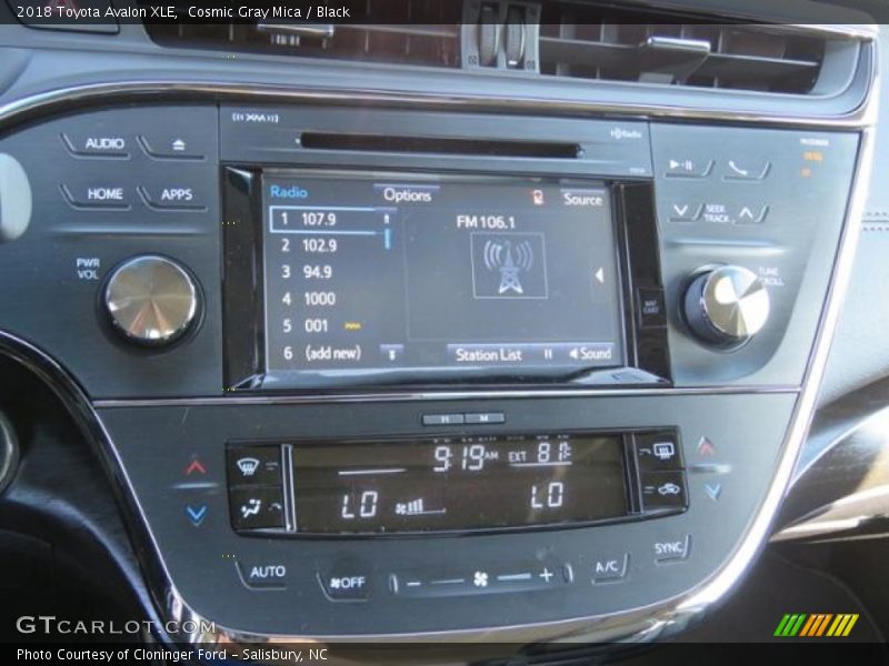 Cosmic Gray Mica / Black 2018 Toyota Avalon XLE
