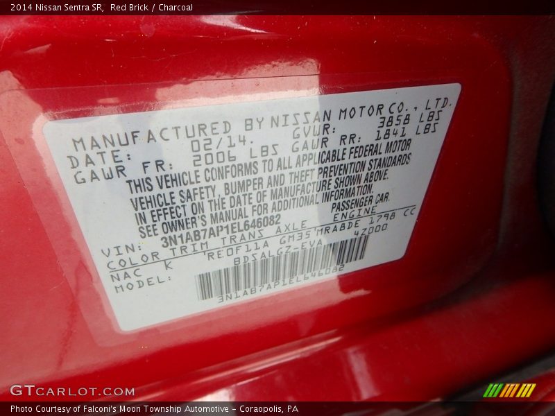 Red Brick / Charcoal 2014 Nissan Sentra SR