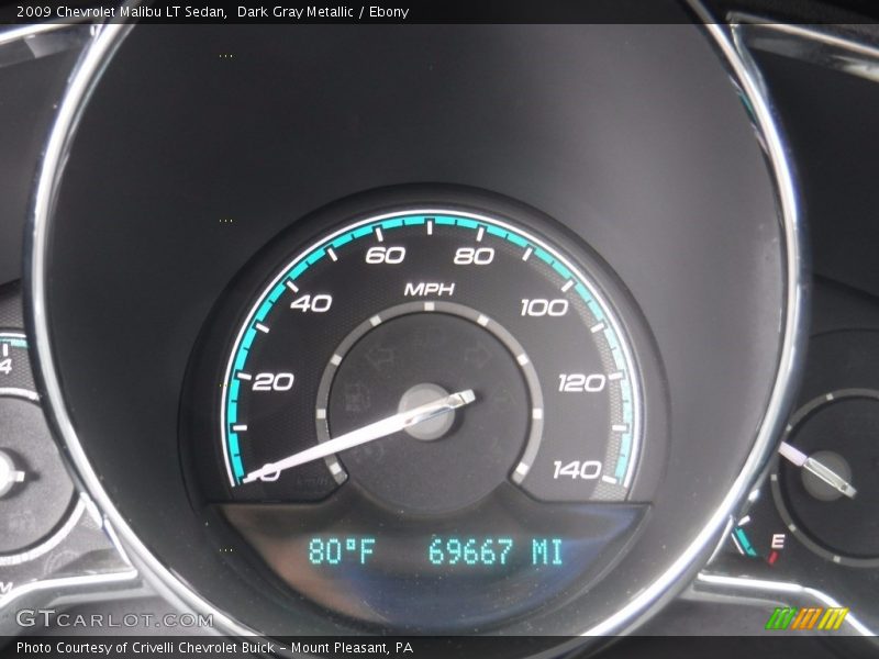 Dark Gray Metallic / Ebony 2009 Chevrolet Malibu LT Sedan