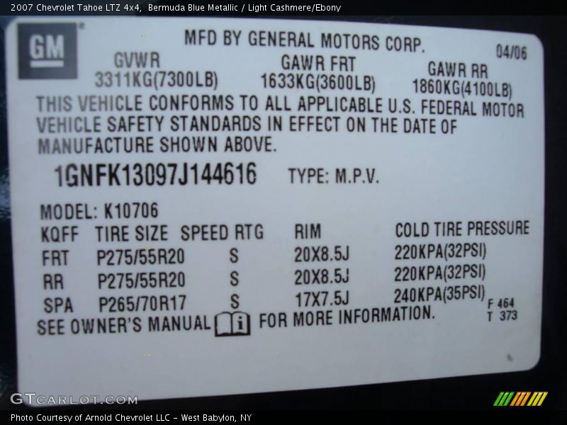 Bermuda Blue Metallic / Light Cashmere/Ebony 2007 Chevrolet Tahoe LTZ 4x4