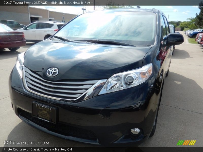 Midnight Black Metallic / Ash 2017 Toyota Sienna XLE AWD
