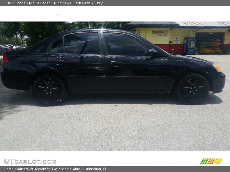 Nighthawk Black Pearl / Gray 2003 Honda Civic LX Sedan