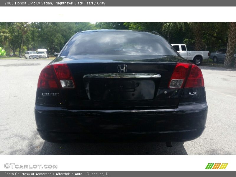 Nighthawk Black Pearl / Gray 2003 Honda Civic LX Sedan
